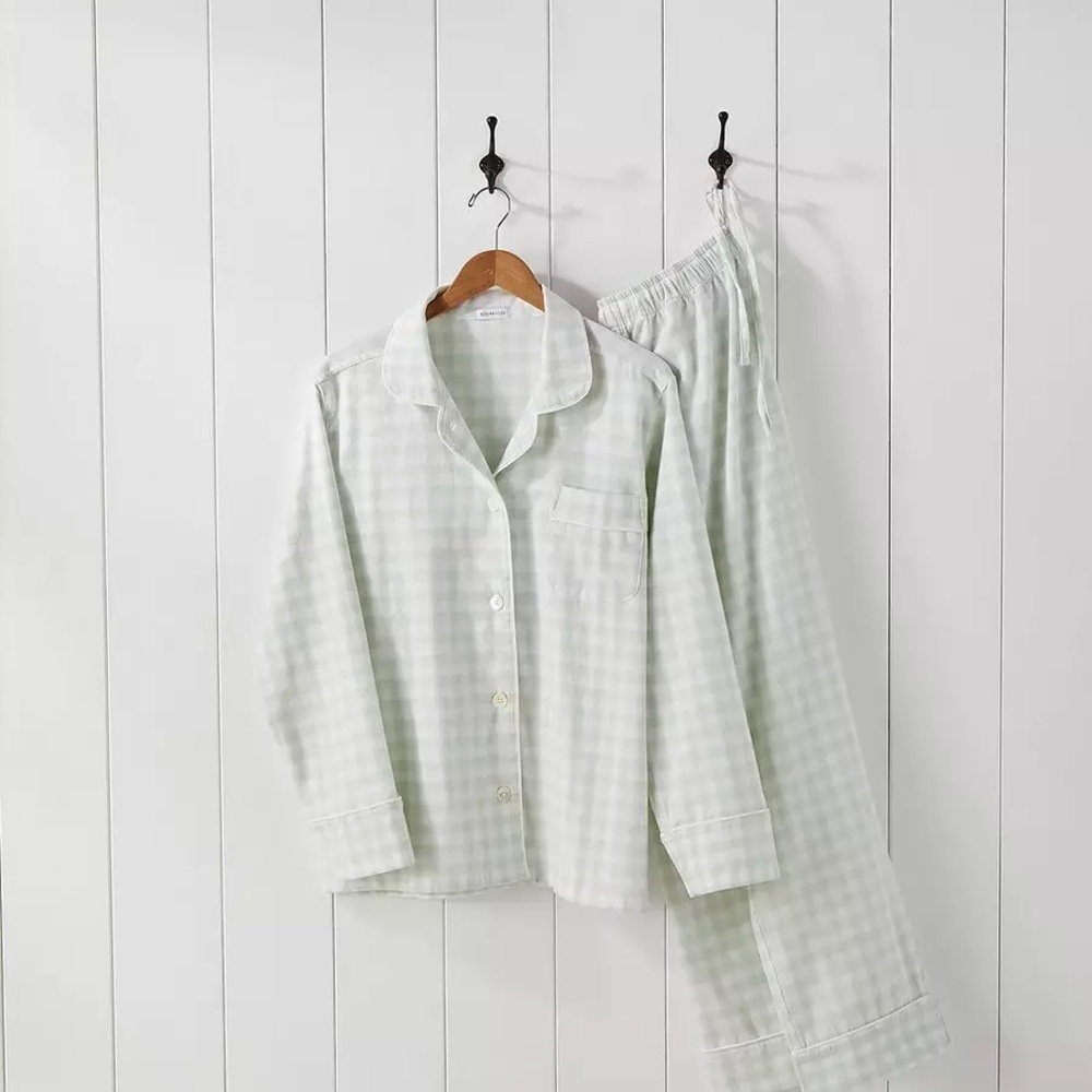 Serena & Lily Belvedere Flannel Pajamas in Pistachio Gingham - Picture 3 of 4